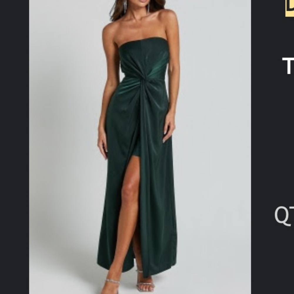 Showpo Strapless Dark Green Maxi Dress